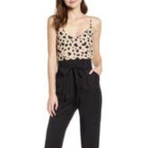 Socialite Belted Jumpsuit LEOPARD TOP, Size Medium